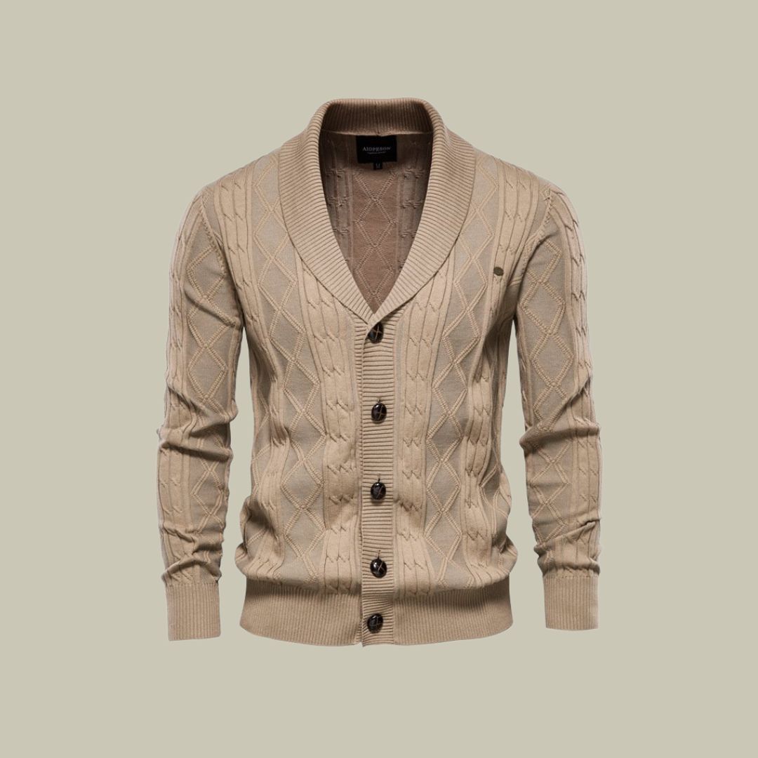 Grégoire – Cardigan au style Old Money avec boutons, alliant élégance classique et confort sophistiqué