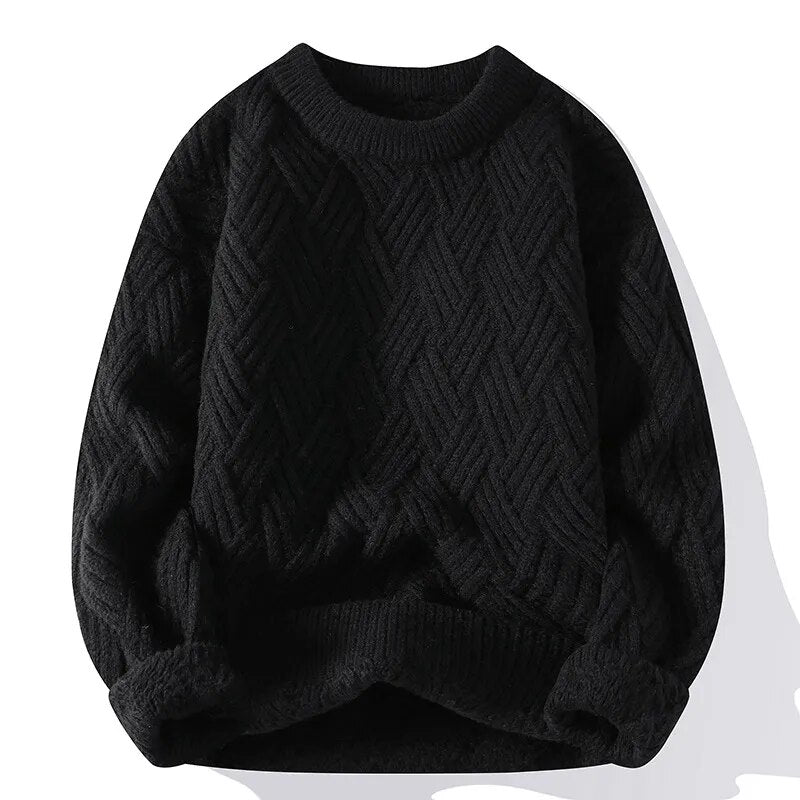 Johny | Pull en maille torsadée vintage pour homme à col rond
