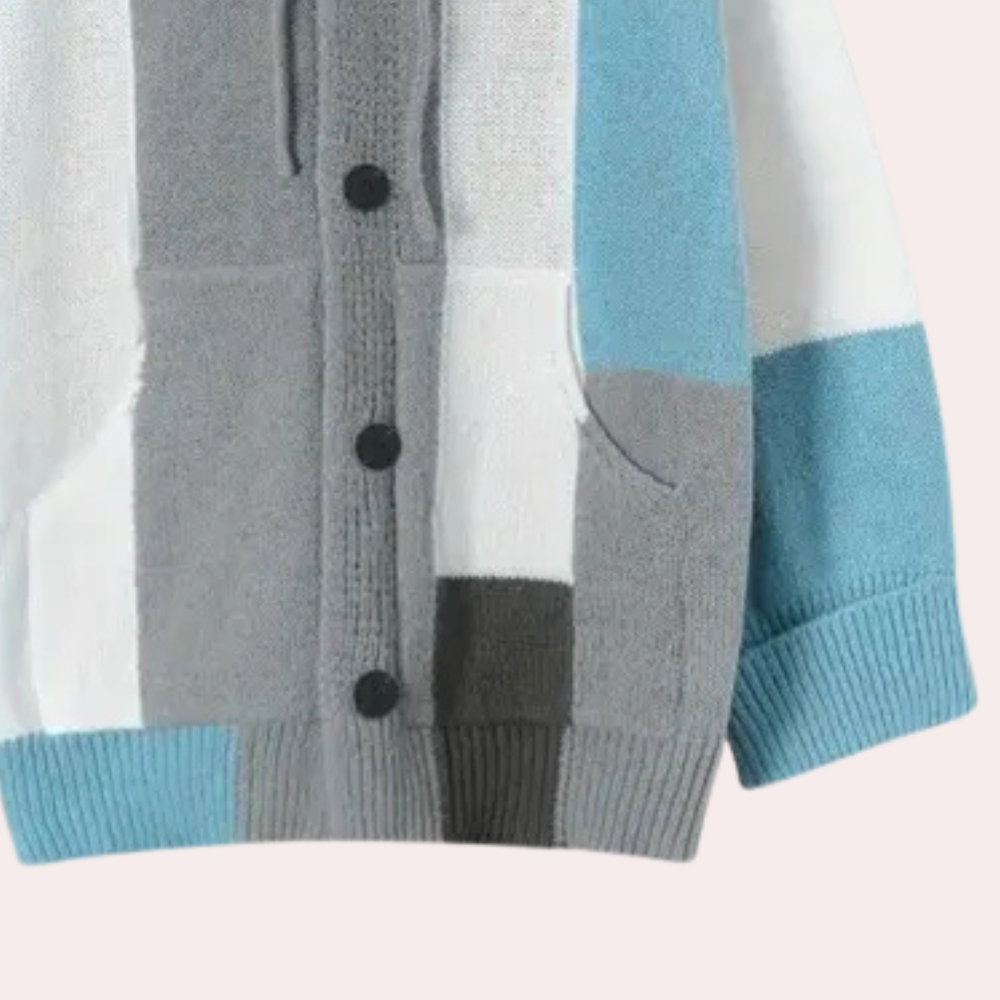 Cardigan Moderne Oversize Bicolore à Capuche pour Femme