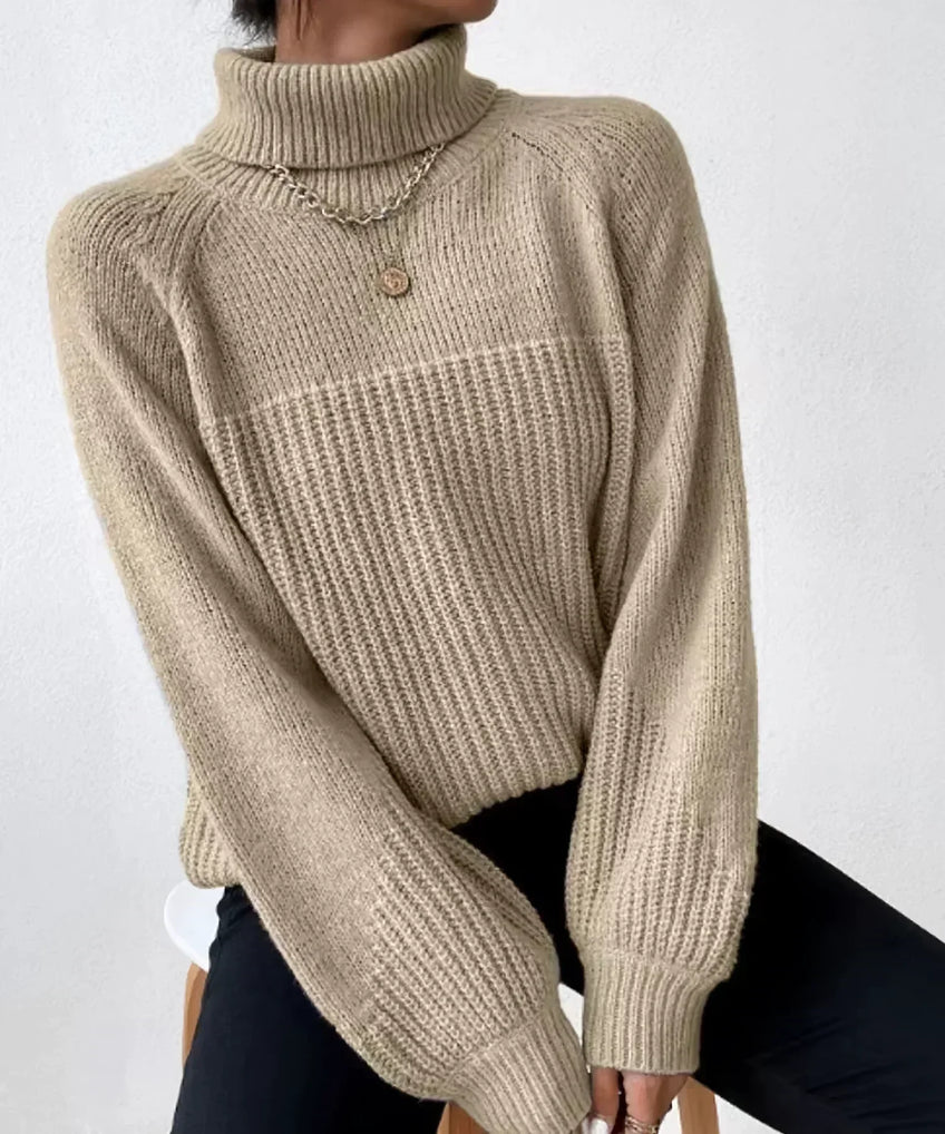 Pull Chaud à Col Roulé en Tricot pour Femmes