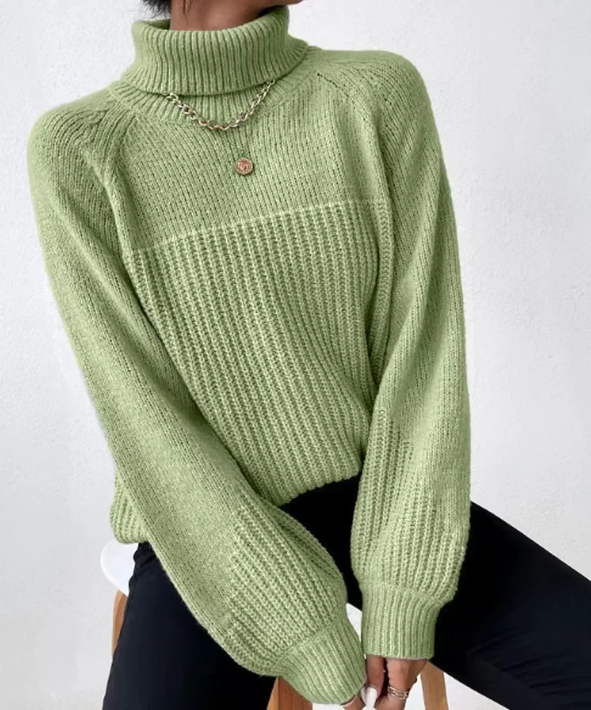 Pull Chaud à Col Roulé en Tricot pour Femmes