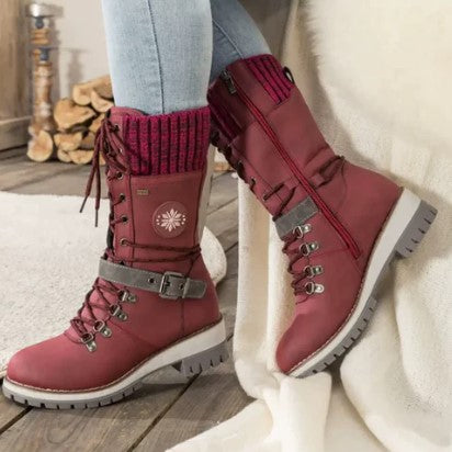 Noémie | Bottes Mi-Mollet Orthopédiques Doublées en Polaire avec Lacets