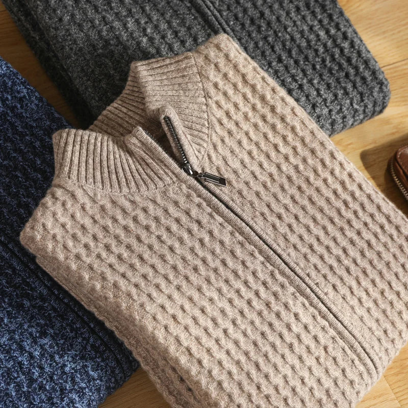 Cardigan Zippé Texturé pour Hommes - Enzo