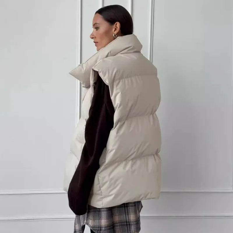 Philipa | Gilet Long Femme Matelassé à Fermeture Éclair pour l'Hiver