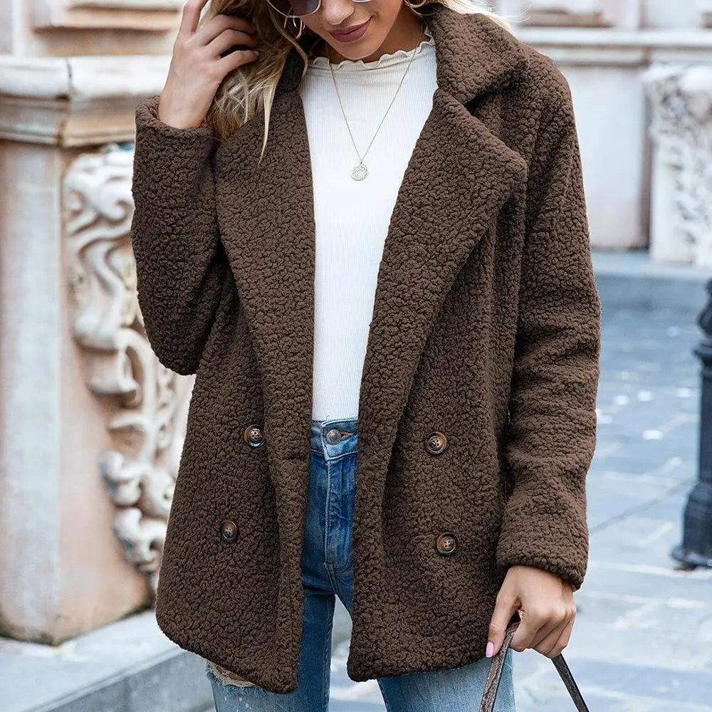 Veste Teddy Courte Floue et Tendance pour Femmes