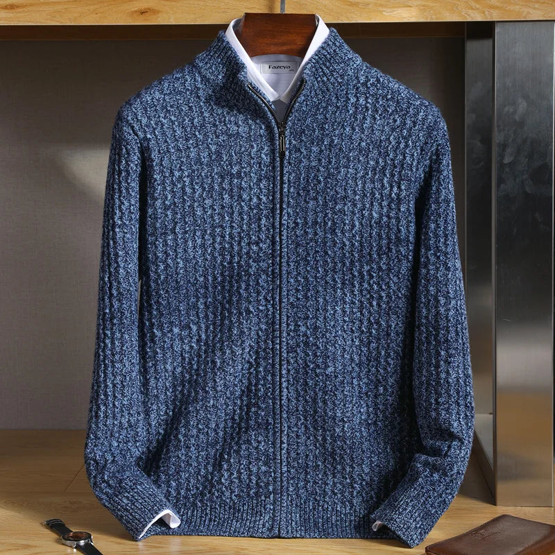 Cardigan Zippé Texturé pour Hommes - Enzo