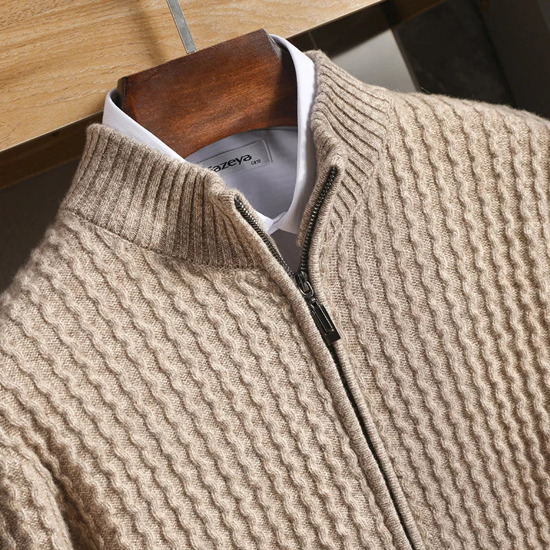 Cardigan Zippé Texturé pour Hommes - Enzo