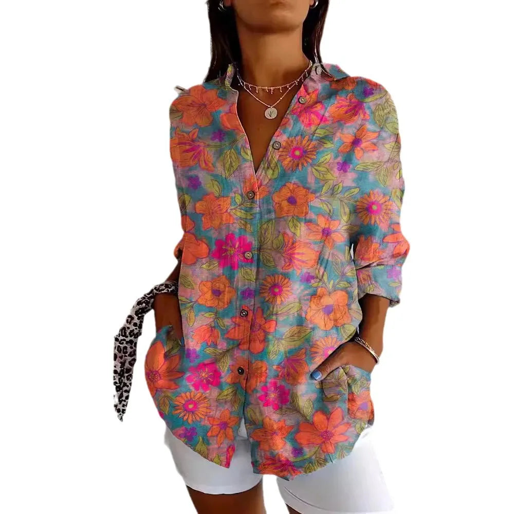 Gaëlle | Blouse à Imprimé Floral - Col V Élégant