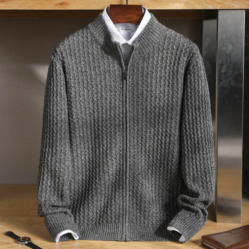 Cardigan Zippé Texturé pour Hommes - Enzo