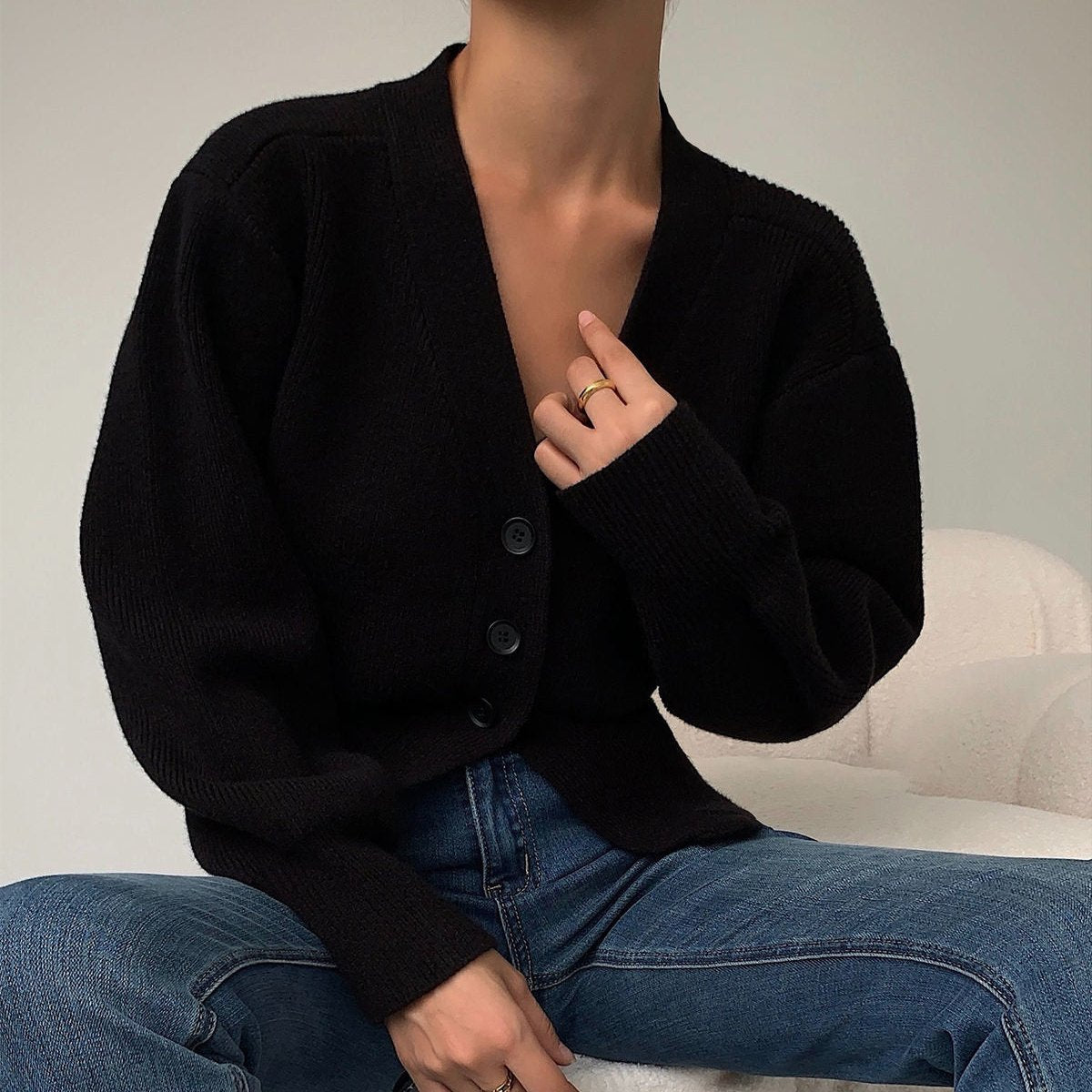 Cardigan à Col en V pour Femmes