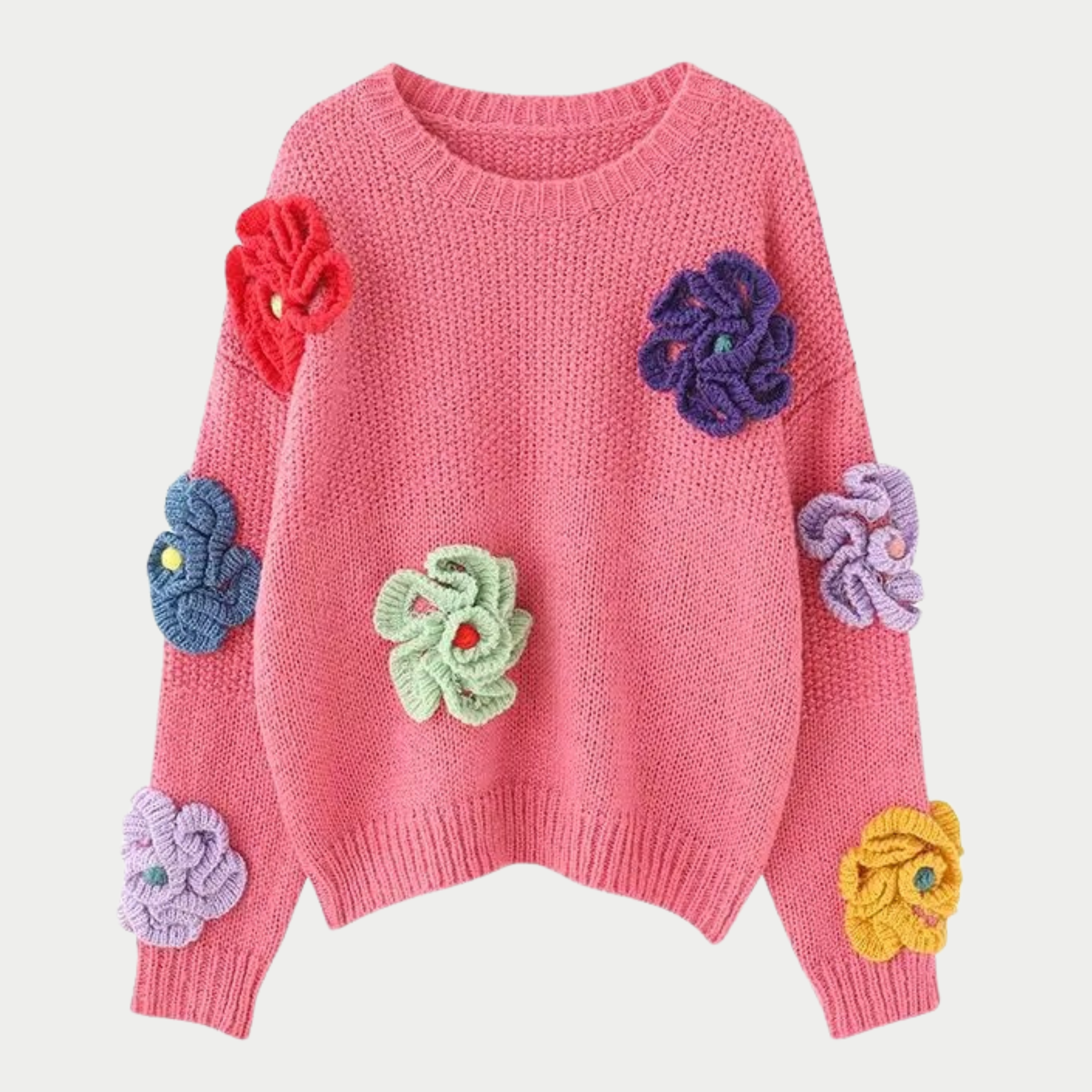 Margaret - Pull tricoté avec des fleurs 3D