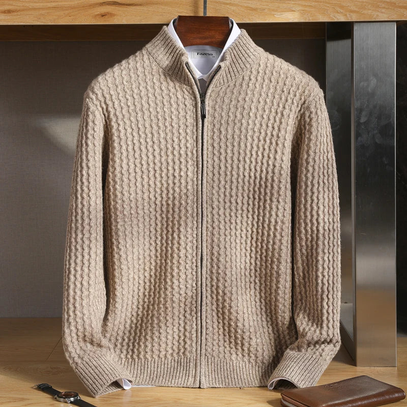 Cardigan Zippé Texturé pour Hommes - Enzo