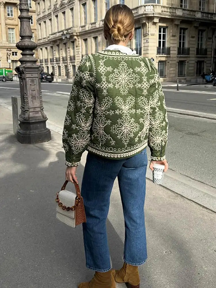 Faustine | Blazer en Coton à Manches Lanternes et Motif Bohémien pour Femme