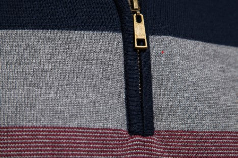 Werner | Pull à col montant zippé et rayures – Style moderne et confort