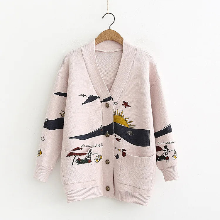 Zura - cardigan avec un imprimé ludique et une fermeture boutonnée