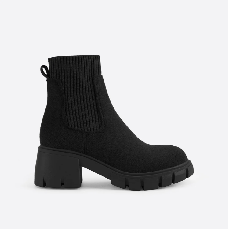 Bernadette | Bottines Martin à talon haut avec détail chaussette style britannique pour femme