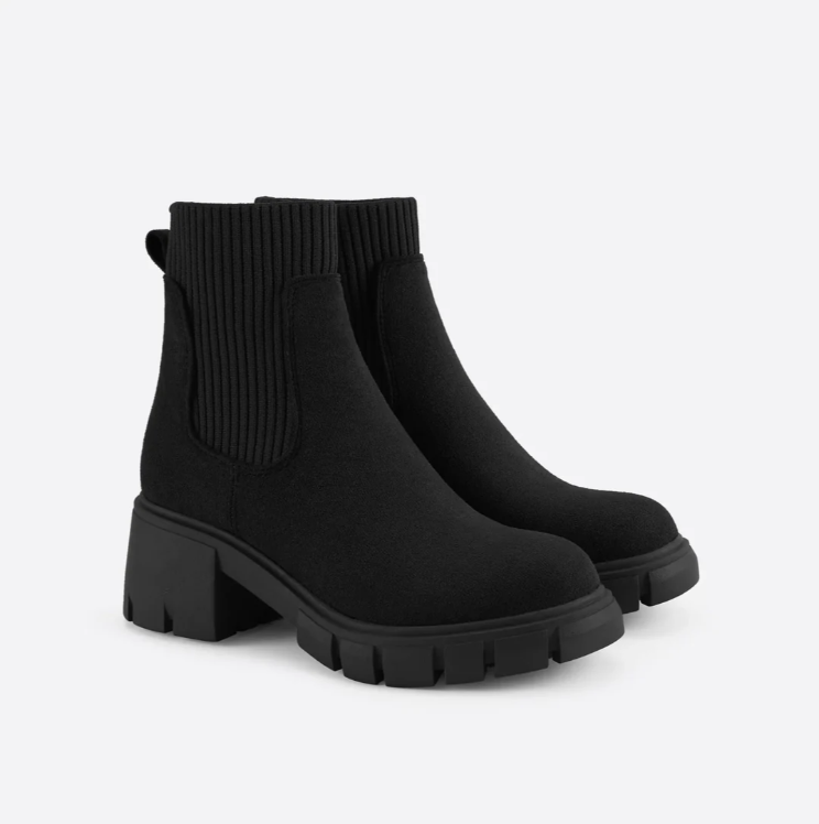 Bernadette | Bottines Martin à talon haut avec détail chaussette style britannique pour femme