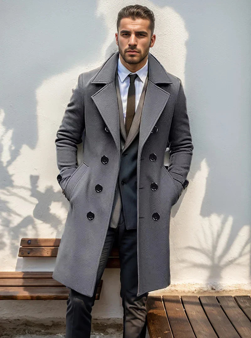 Doriano | Trench Coat Classique pour Homme à Col Revers et Double Boutonnage avec Poches Latérales