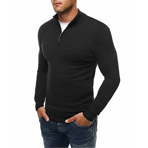 Pull Élégant à Zip Mi Long pour Hommes