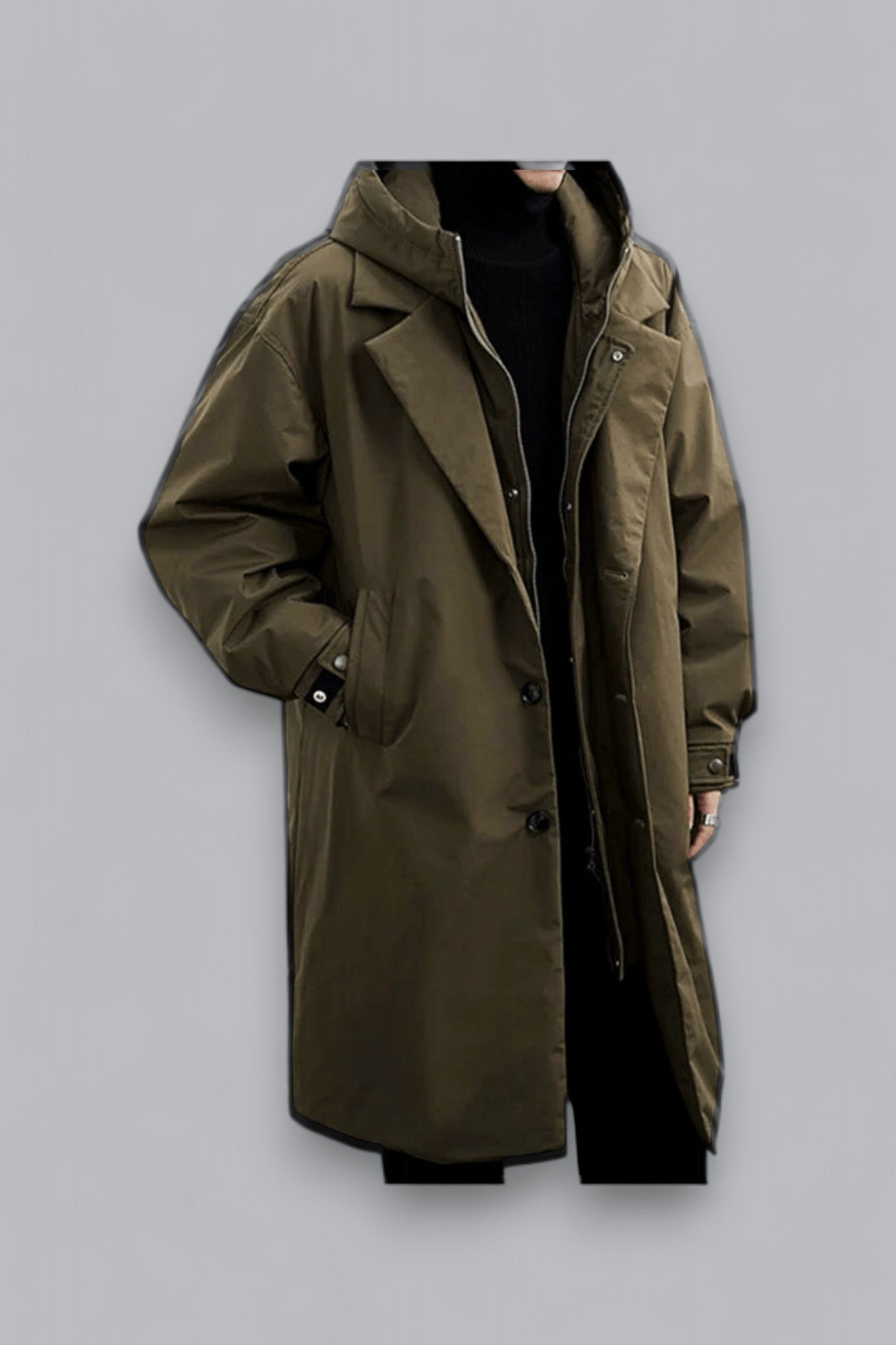 Fabien | Manteau Long à Capuche pour Homme - Coupe Ample et Boutonné