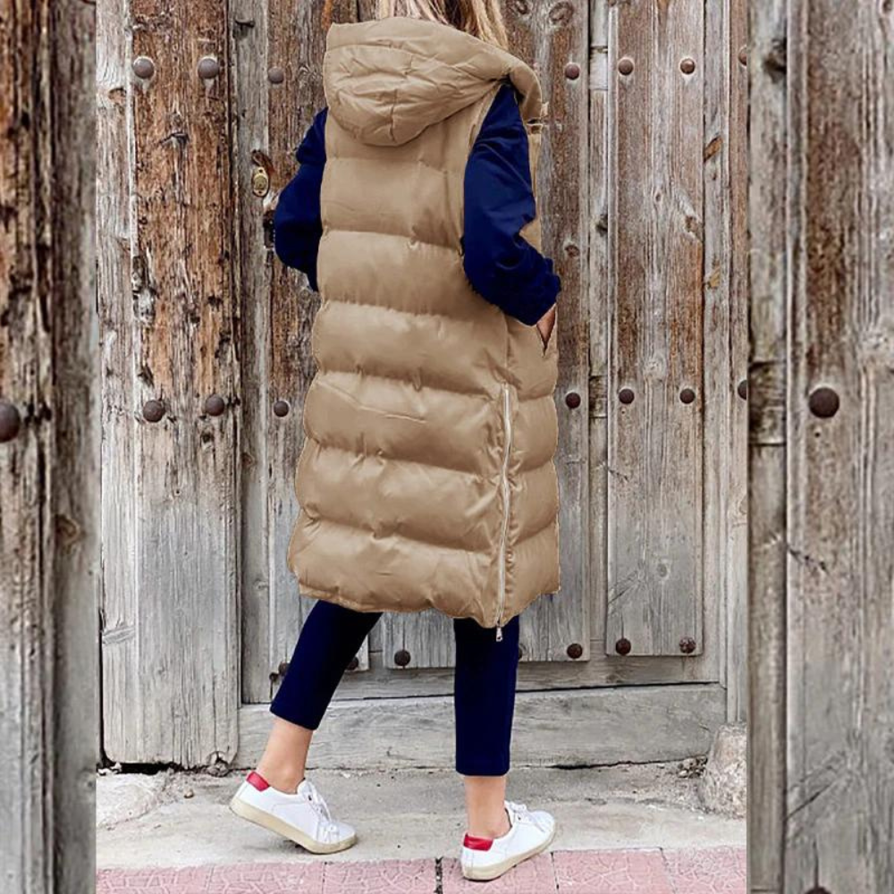 Maple | Long Gilet sans Manches en Coton avec Capuche