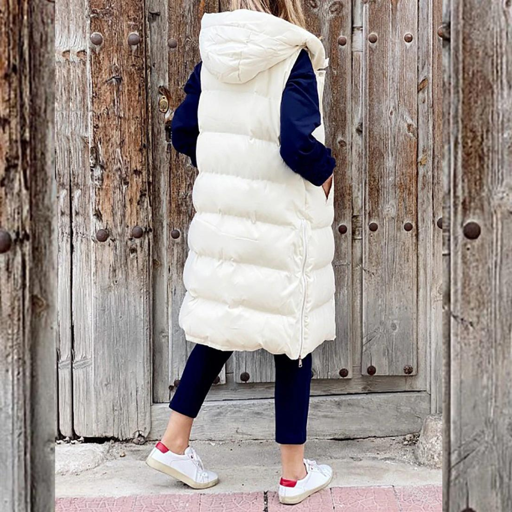 Maple | Long Gilet sans Manches en Coton avec Capuche