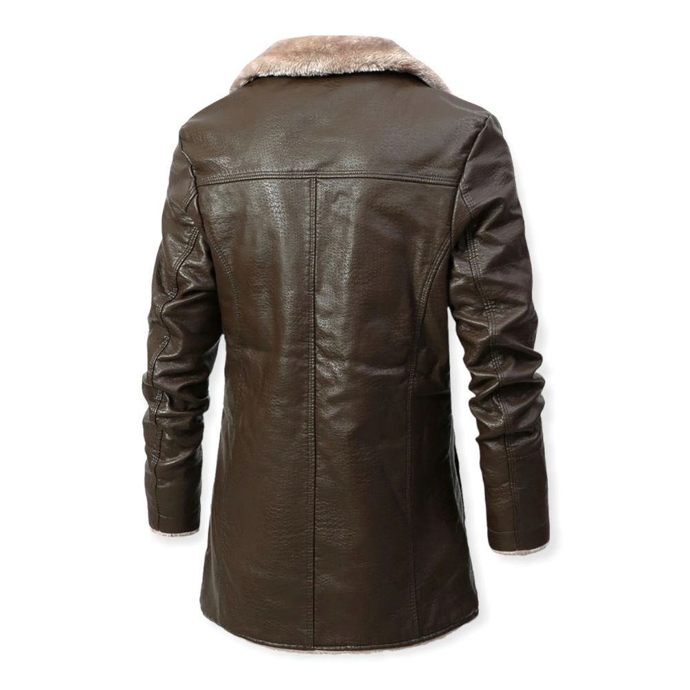 Giorgio - Veste longue en cuir avec doublure en polaire Sherpa pour homme