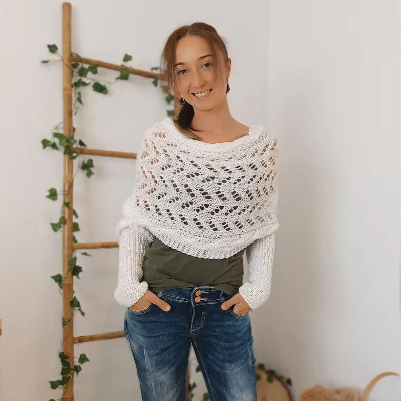 Xandrae | Écharpe Pull Tricotée Stylée Femme avec Manches