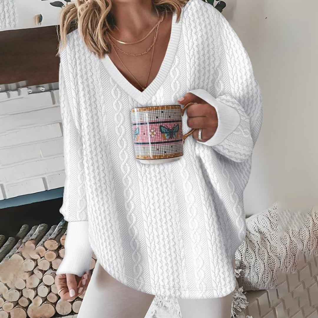 Pull Blanc à Col V pour Femmes