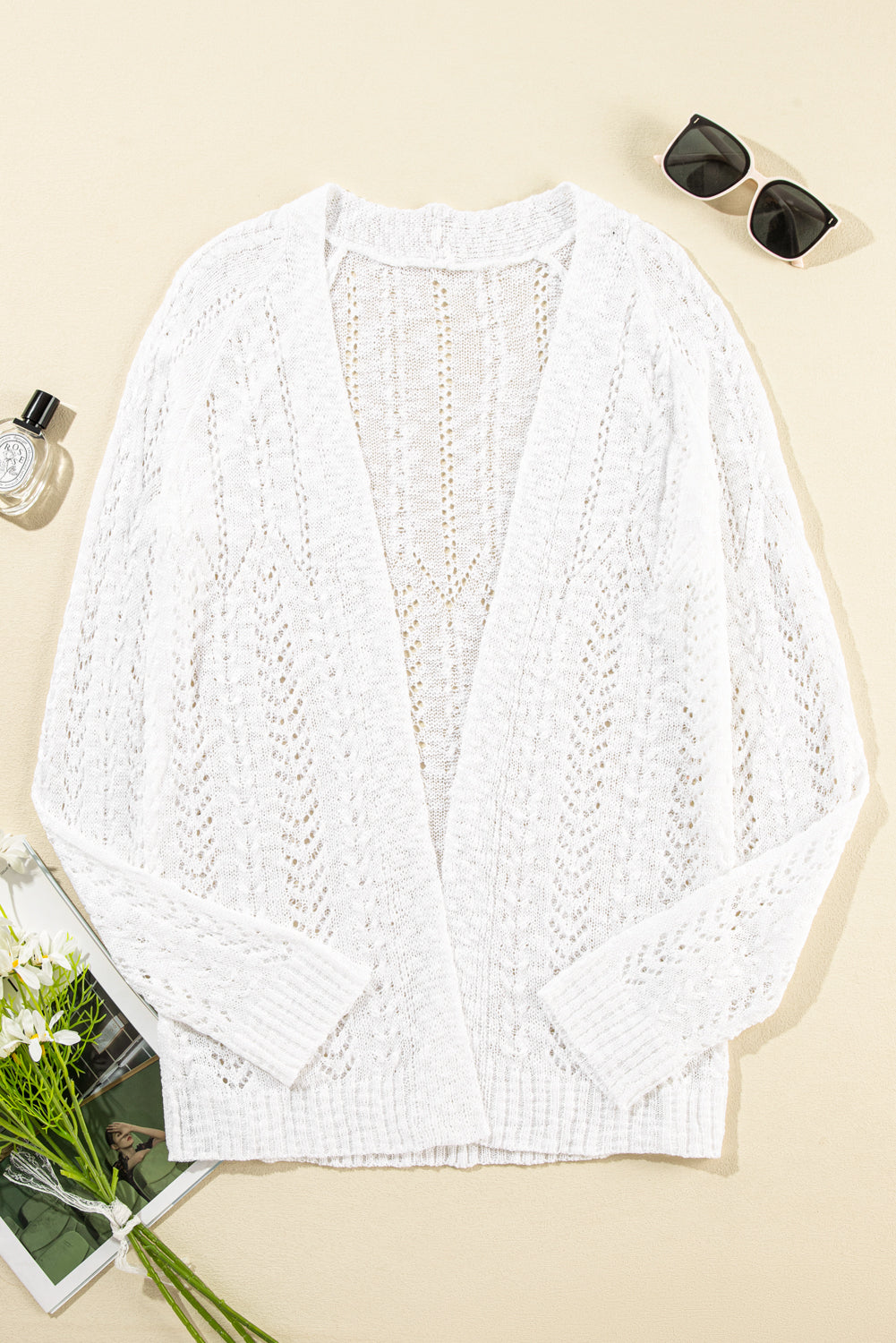 Cardigan en tricot doux et élégant blanc femmes