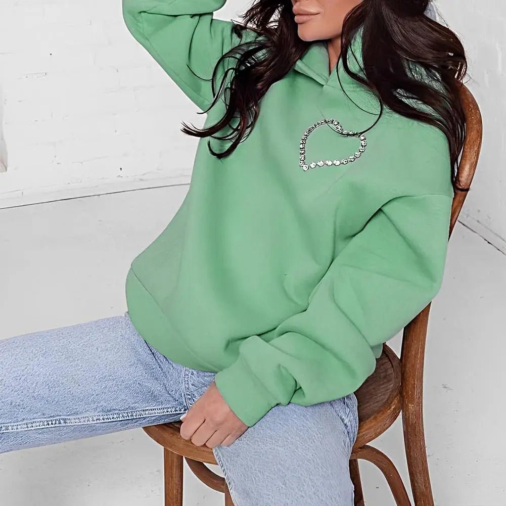 Amaraine | Sweat à Capuche Oversized avec Motif Cœur pour Femmes