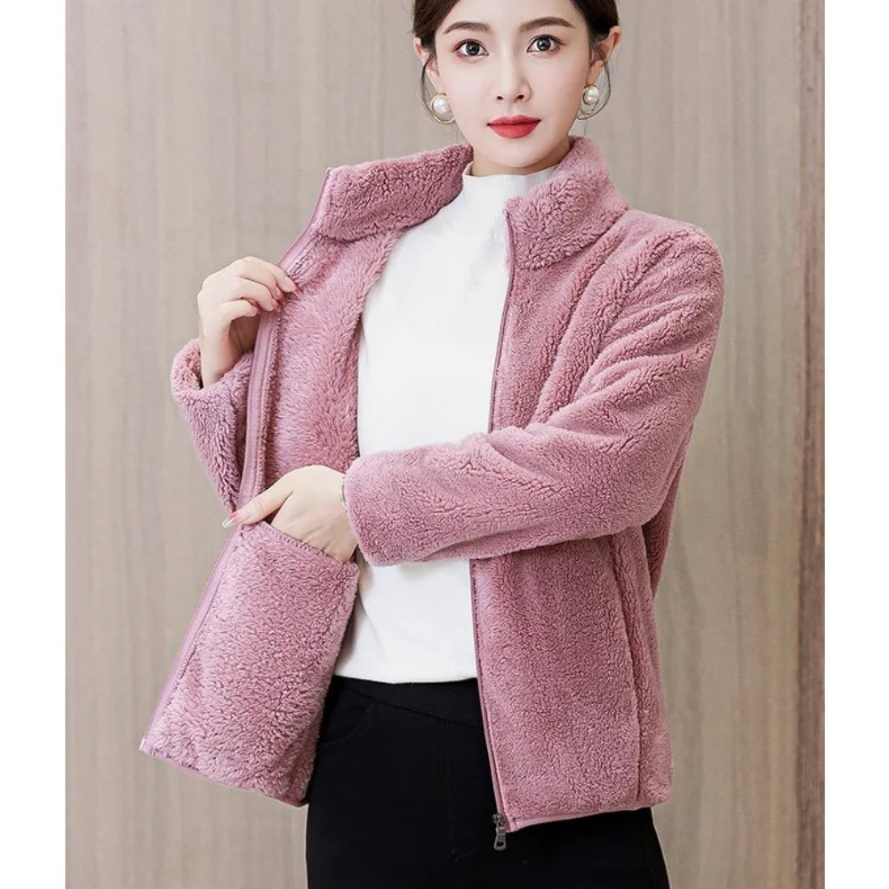 Cardigan Zippé Fleece Doux et Chaud pour Femmes