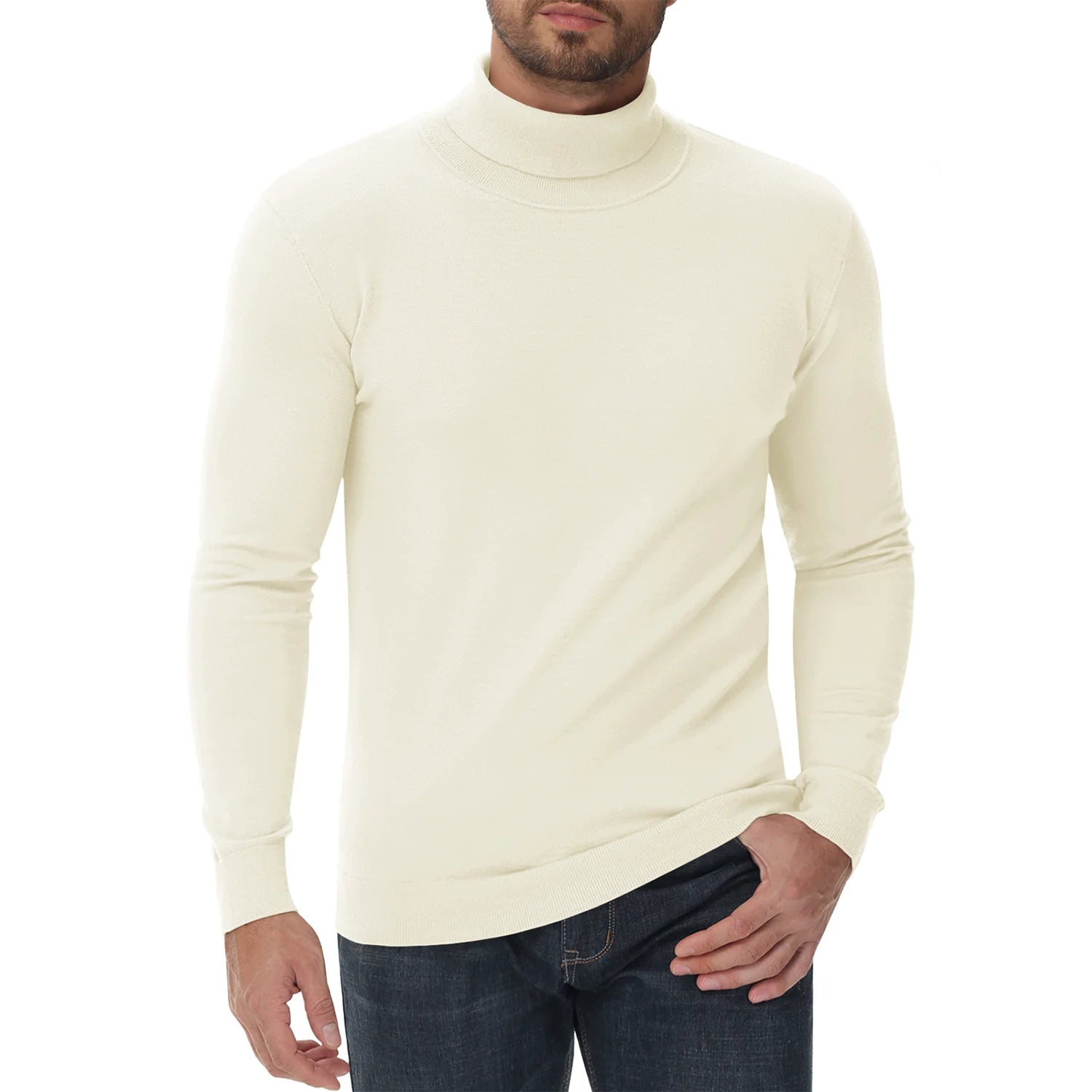 Pull Décontracté à Col Roulé pour Hommes