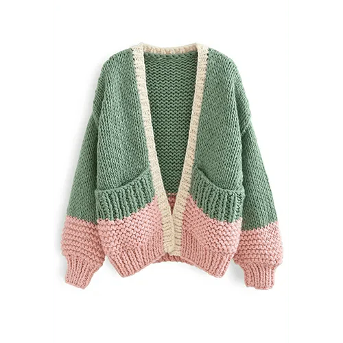 Aralina | Cardigan color block chaud et surdimensionné