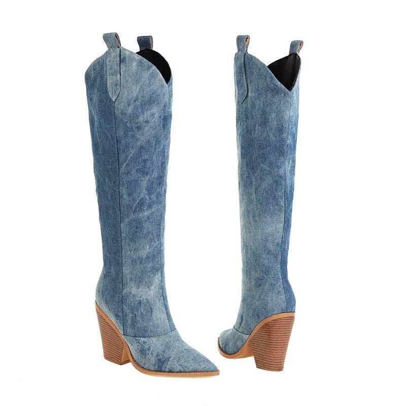 Arleina | Bottes Western Artistiques pour Femmes | Bleu