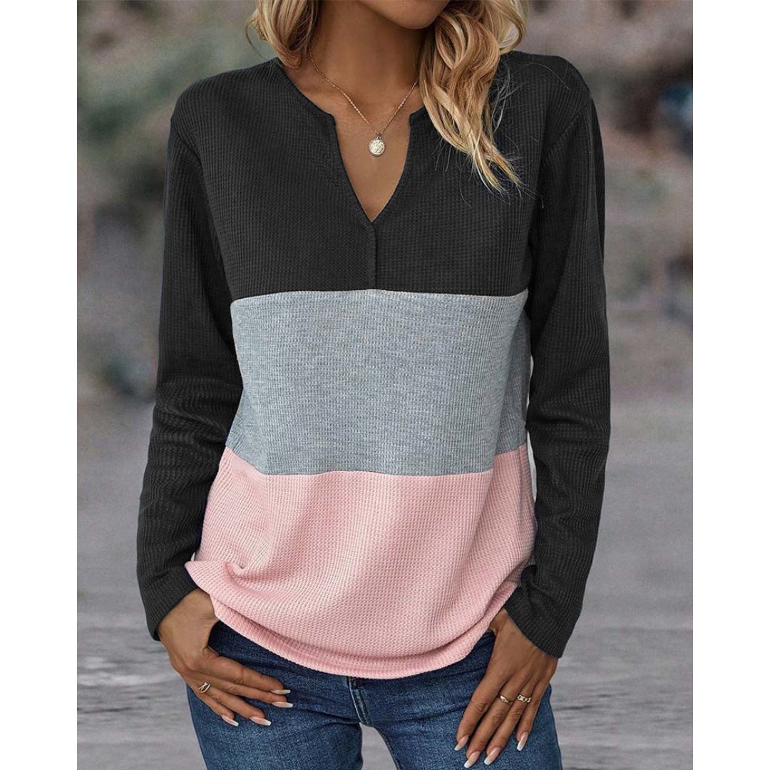 Aurelia | Pull color block en V pour femme