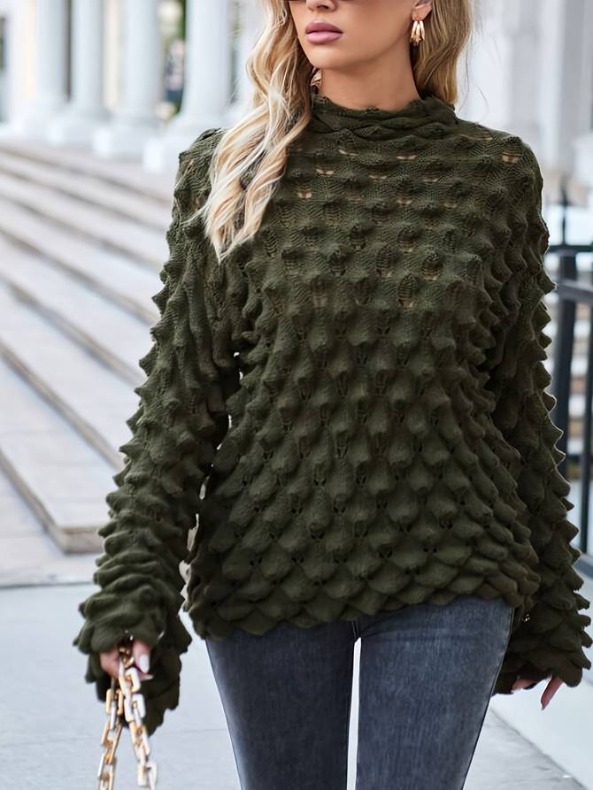 Winona | Pull Vert Élégant avec Volants – Style et Confort