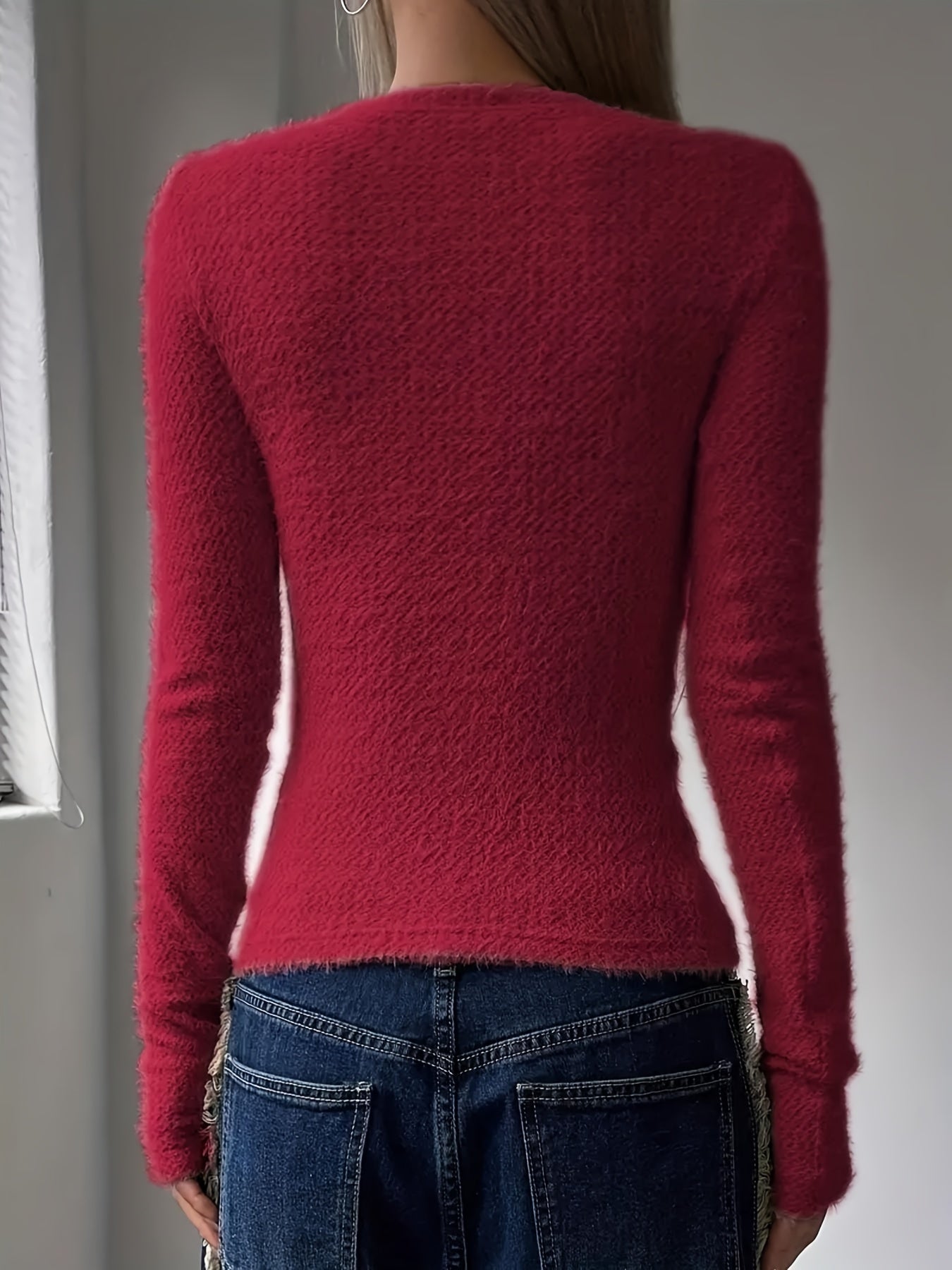 Pull Slim Fit à Col Rond pour Femmes