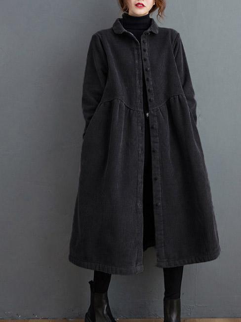 Manteau Long en Velours Côtelé pour Femmes