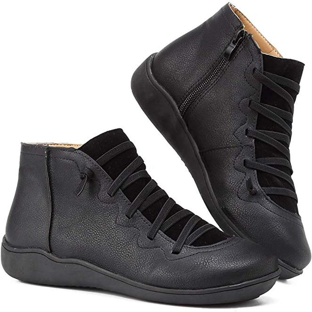 Axellea | Bottines à Lacets et Fermeture Éclair Latérale, Cuir Premium, Tige Basse