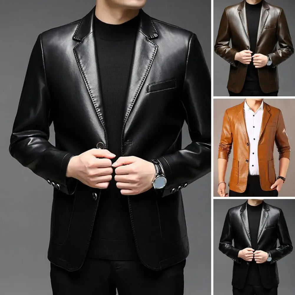 Blazer en Faux Cuir pour Hommes