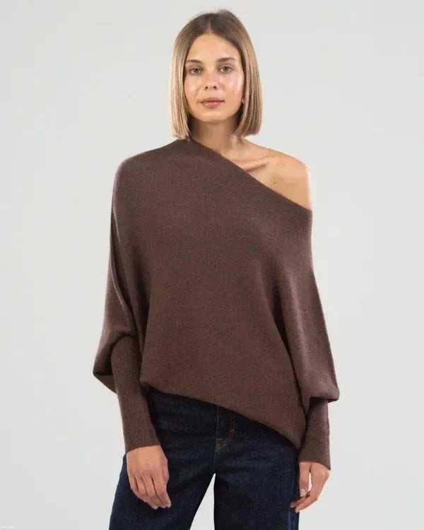 Pull drapé asymétrique élégant et douillet femmes