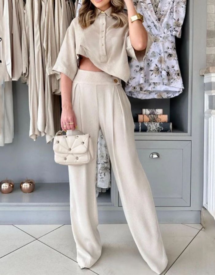 Frances - Ensemble deux pièces pantalon et chemise pour femme