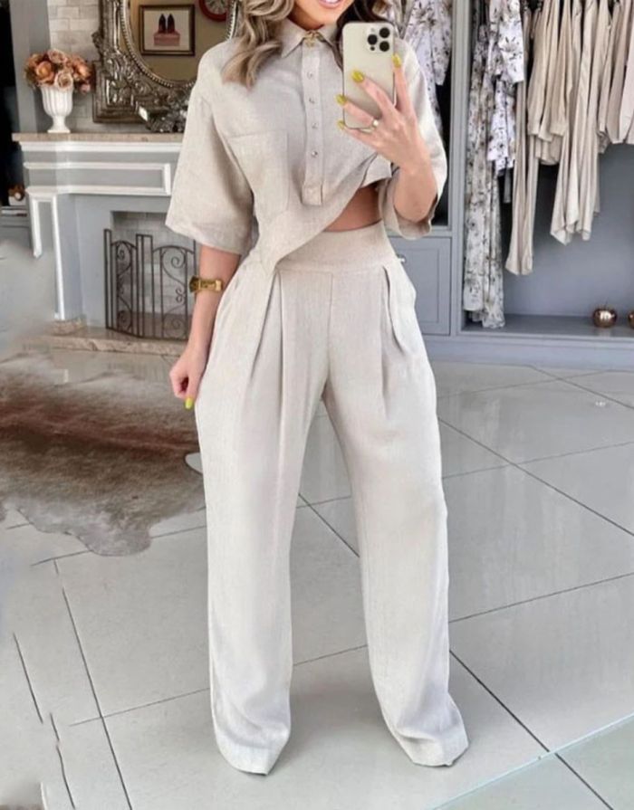 Frances - Ensemble deux pièces pantalon et chemise pour femme