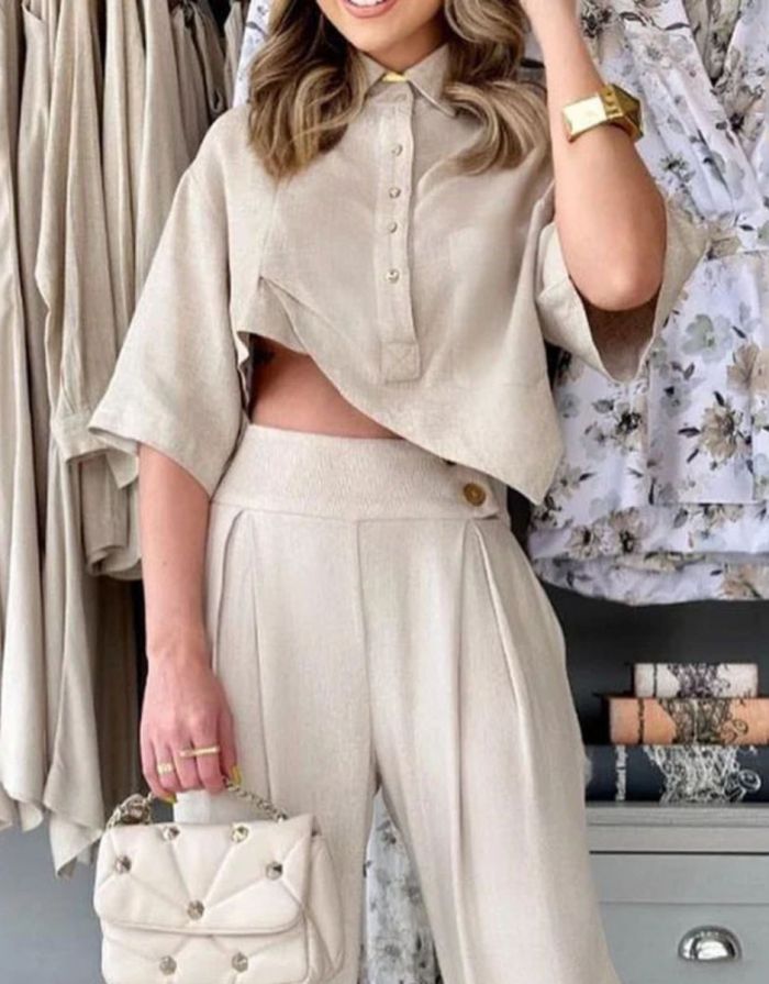 Frances - Ensemble deux pièces pantalon et chemise pour femme
