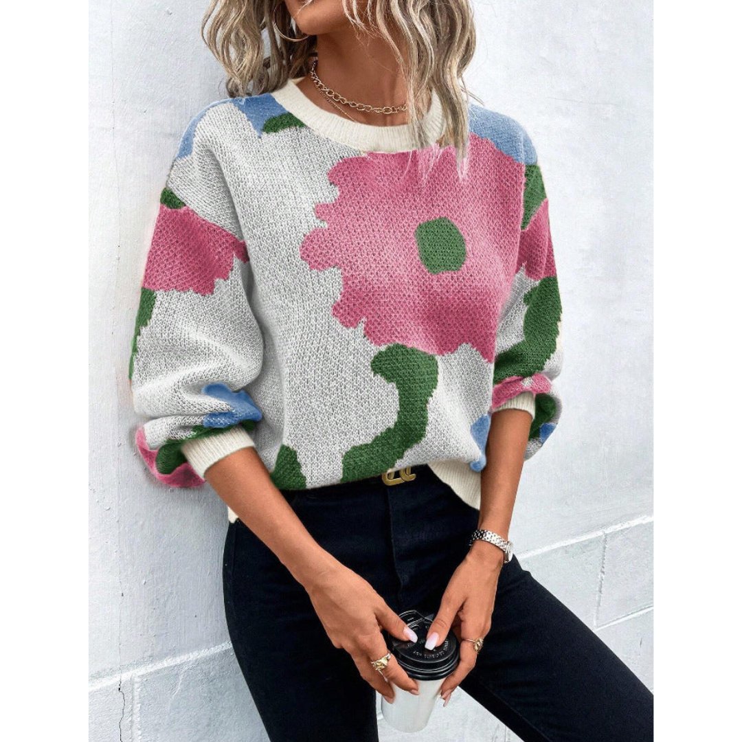 Cylene | Pull-over en tricot chaud à motif abstrait pour femmes