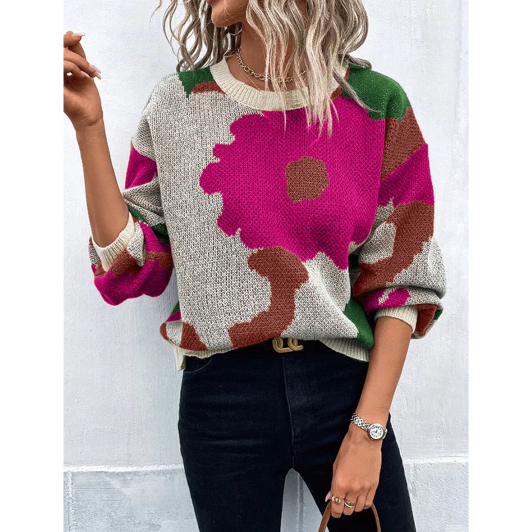 Cylene | Pull-over en tricot chaud à motif abstrait pour femmes