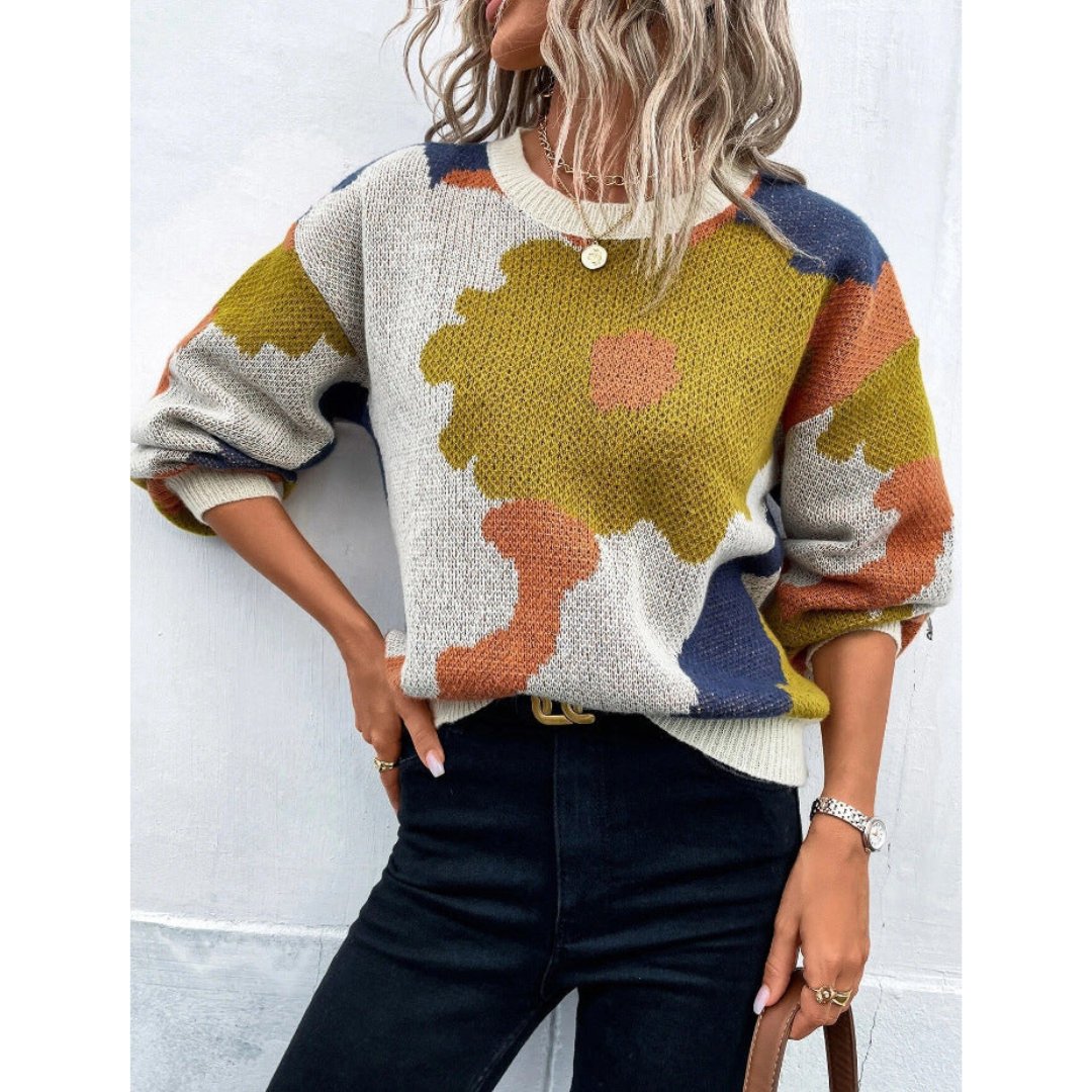 Cylene | Pull-over en tricot chaud à motif abstrait pour femmes