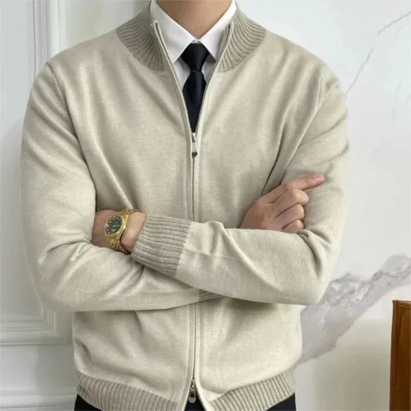 Michello | Cardigan Casual Homme Zippé avec Col Montant