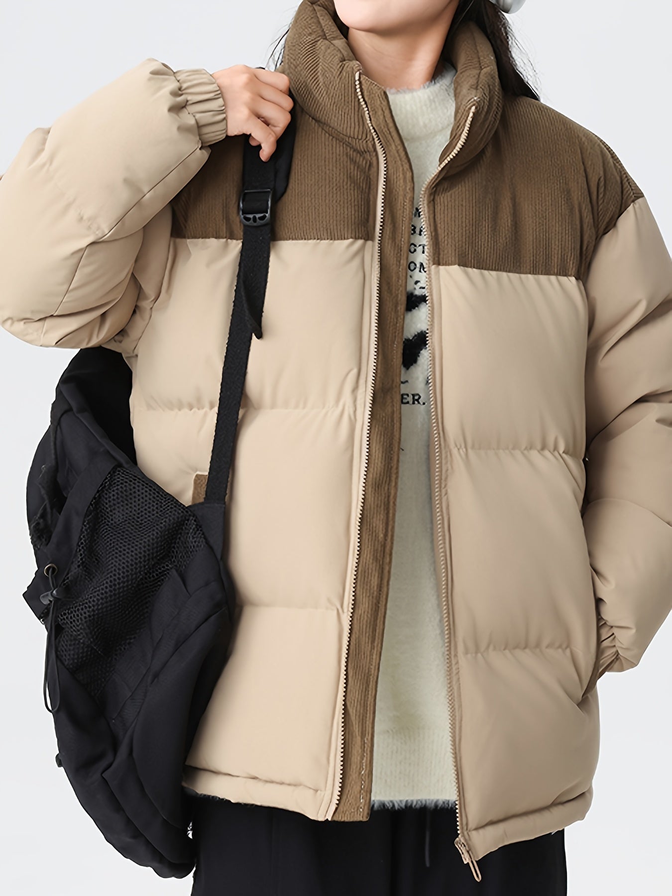 Veste Puffer Beige Confortable Élégante pour Homme